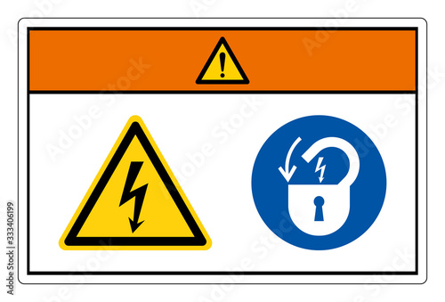 Warning Hazardous Voltage Lock Out Electrical Power Symbol Sign, Vector Illustration, Isolate On White Background Label. EPS10