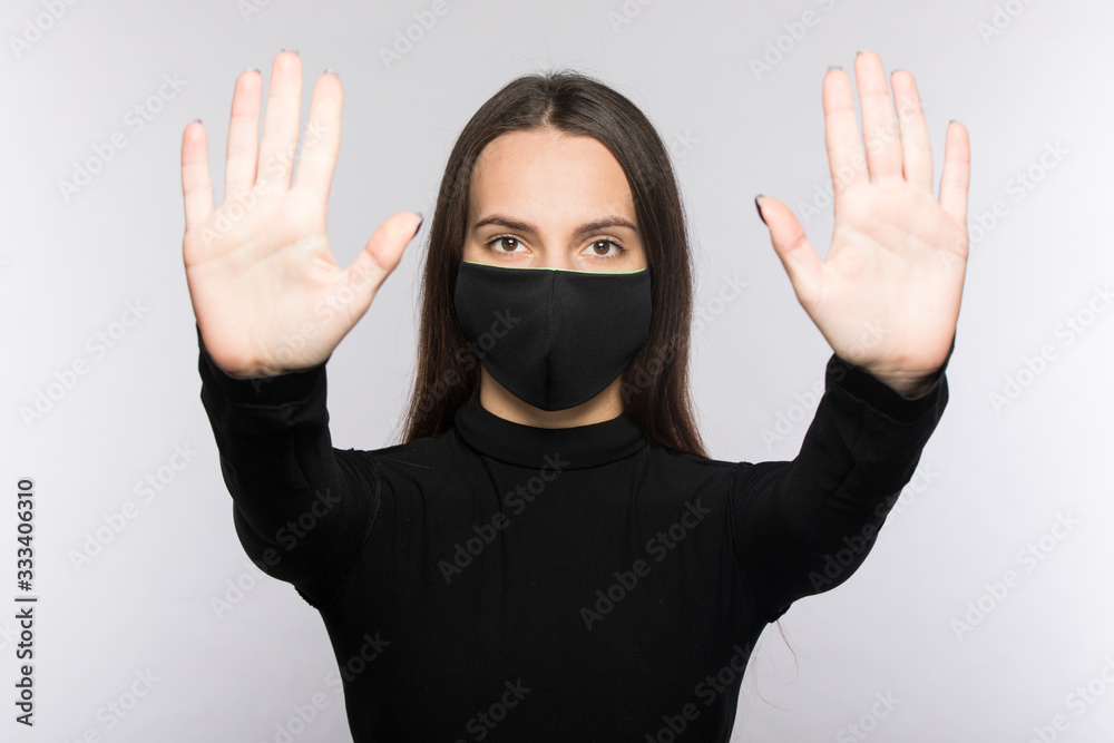 Stop coronavirus infection. The girl in the mask. Stop coronavirus infection. The girl in the mask.