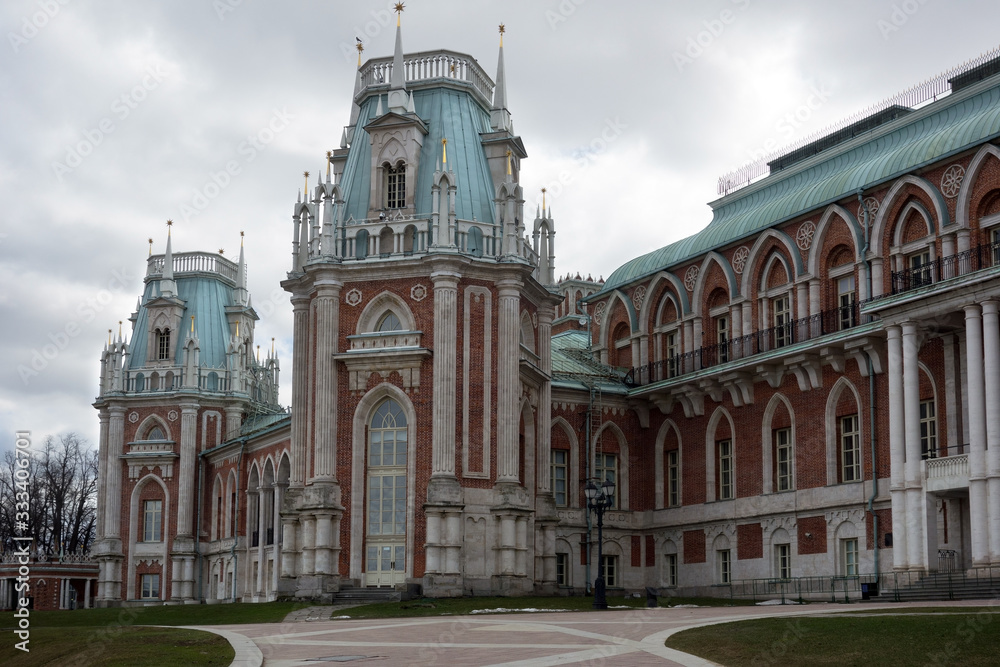 Grand Palace of queen Catherine the Great in Tsaritsyno park Moscow, Russia.