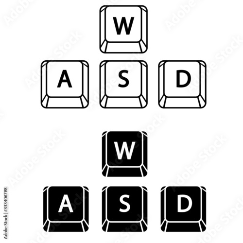 WASD keys, game control keyboard buttons. Gaming and cybersport symbol. Vector illustration. photo