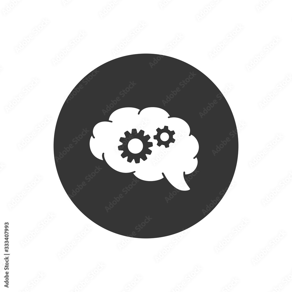 Brain and gear icon, brainstorm concept. Vector illustration