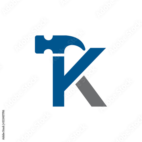  Letter K Hammer Building Services, Repair, Renovation and Construction Logo Design 