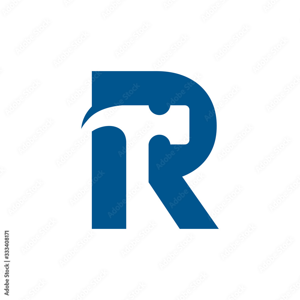 Letter R Hammer Building Services, Repair, Renovation and Construction Logo Design Letter R Hammer Building Services, Repair, Renovation and Construction Logo Design