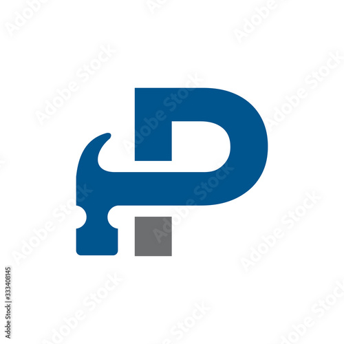 Letter P Hammer Building Services, Repair, Renovation and Construction Logo Design 