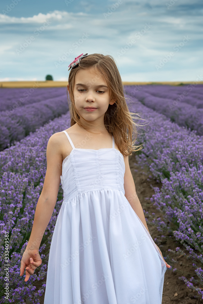 Portrait of a little girl in a fully bloomed lavender field