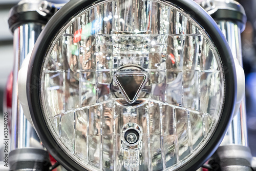 Closeup of the new cycle headlight.