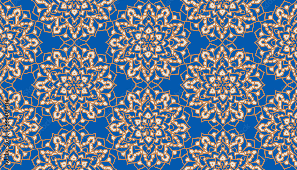 Hand-drawn mandala pattern. Seamless pattern with symmetrical abstract flower. Circular pattern. Hand-drawn mandala pattern. Seamless pattern with symmetrical abstract flower. Circular pattern.