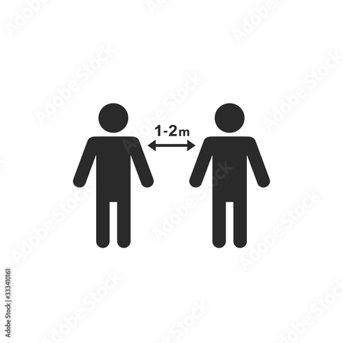 Keep distance icon. Coronovirus epidemic protective equipment. Preventive measures. Steps to protect yourself. Keep the 1 meter distance. Vector illustration