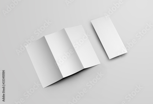 Cuadro en lienzo Mockup open and closed blank booklet, leaflet on the diagonal, for presentation of design, back view