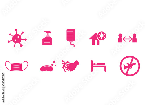 Coronavirus and Medical Emergencies flat squire icon, symbold set premium template vector EPS10