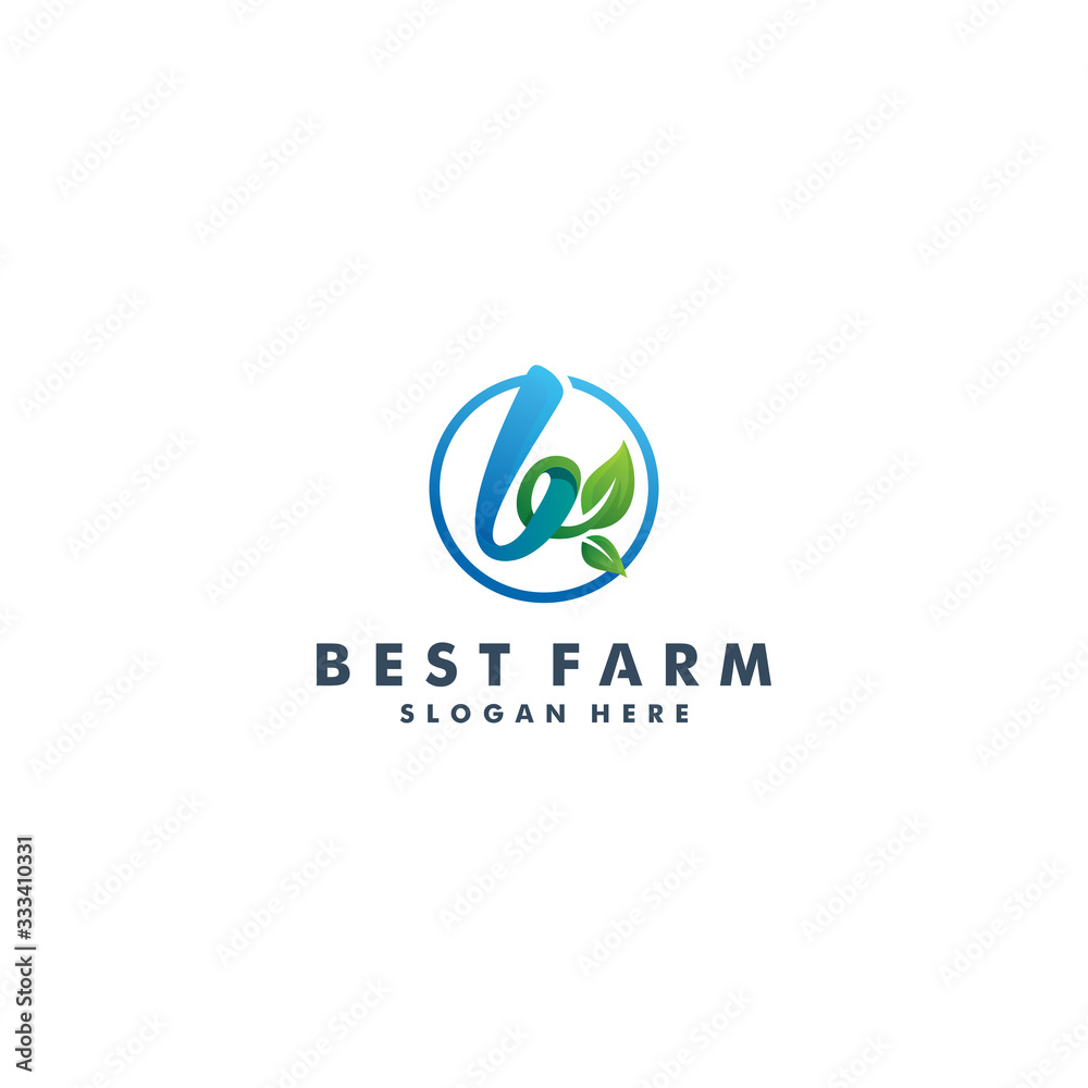 Letter B logo design, Farm icon vector illustration