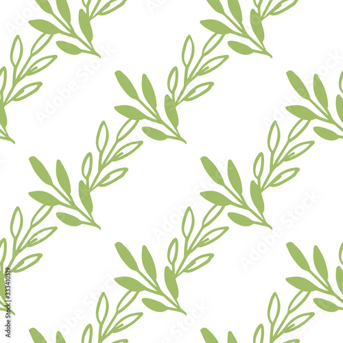 Vector Seamless pattern leaves green white color  Botanical Floral Decoration Texture. Wallpaper