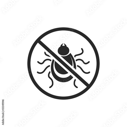 Tick parasite warning sign. Epidemic. Human mite parasite. Mite parasites. Vector