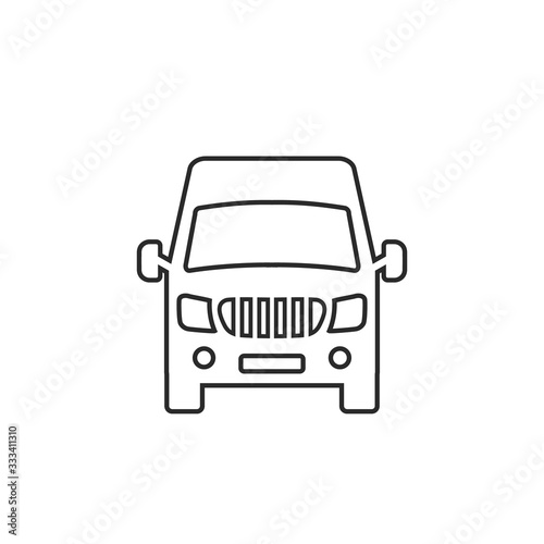 Van front view line icon isolated on white background. Vector
