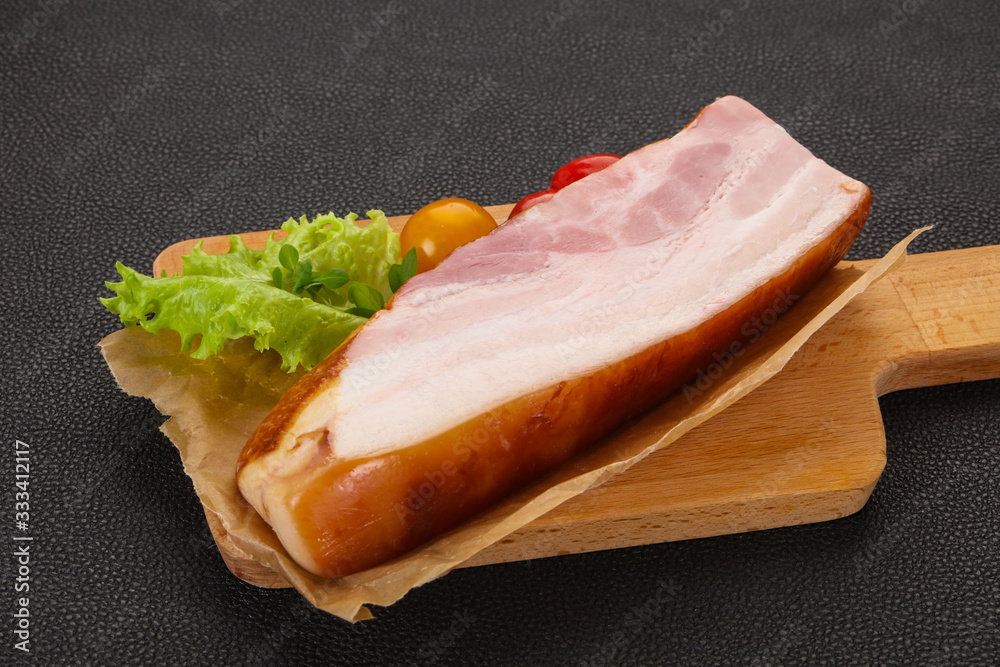 Smoked pork breast with salad leaves Smoked pork breast with salad leaves