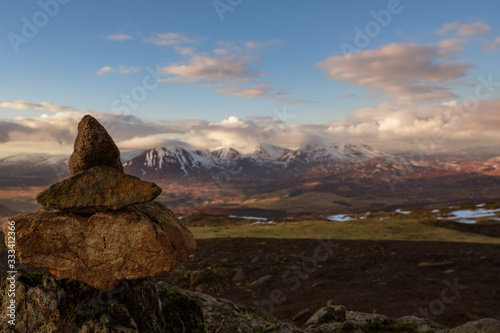 Rocks in front of mountains 