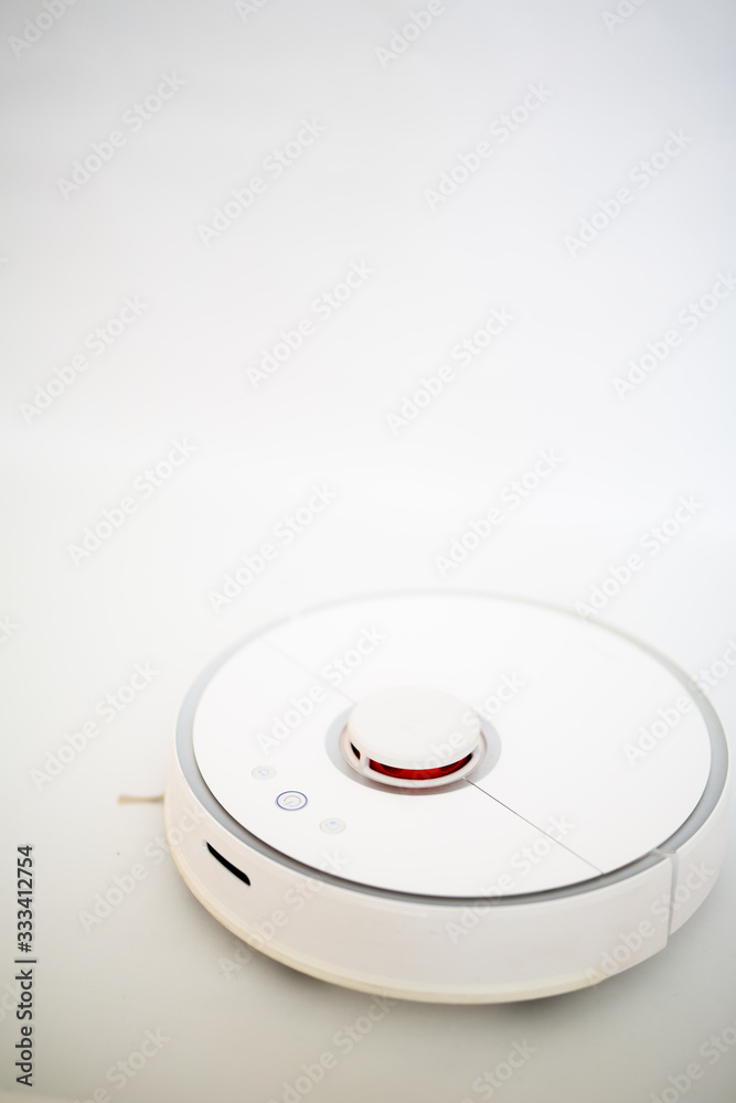 white robot cleaner on a white background white robot cleaner on a white background