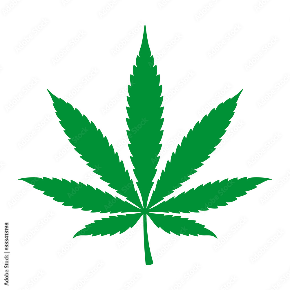 Vector green marijuana leaf. Isolated on white background. Vector green marijuana leaf. Isolated on white background.