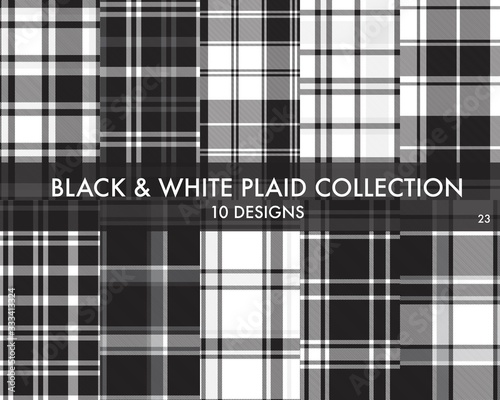 Black and White Plaid Tartan Seamless Pattern Collection