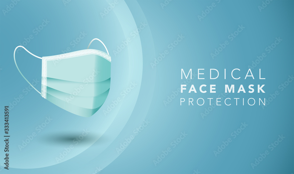 Medical face mask protection from Virus isolated on blue background Medical face mask protection from Virus isolated on blue background