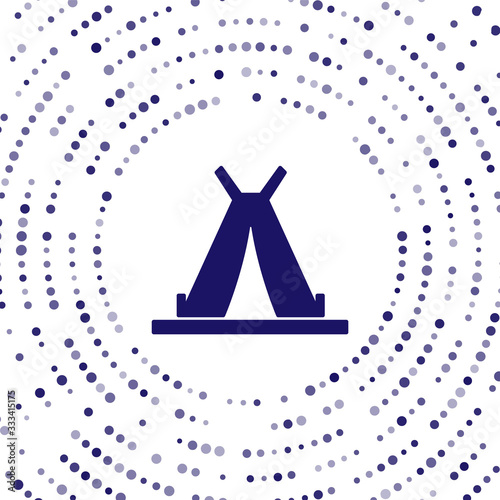 Blue Traditional indian teepee or wigwam icon isolated on white background. Indian tent. Abstract circle random dots. Vector Illustration