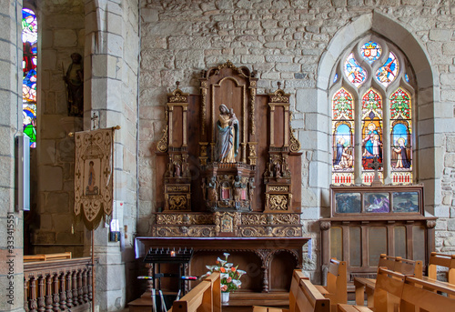 Combrit. Intérieur de l'église Saint-Tugdual. Finistère. Bretagne