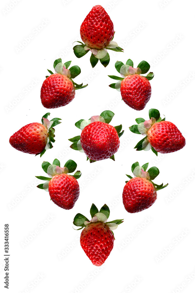 Strawberry Pattern rhombus made of six berries in a different positions vertical isolated on a white background Strawberry Pattern rhombus made of six berries in a different positions vertical isolated on a white background