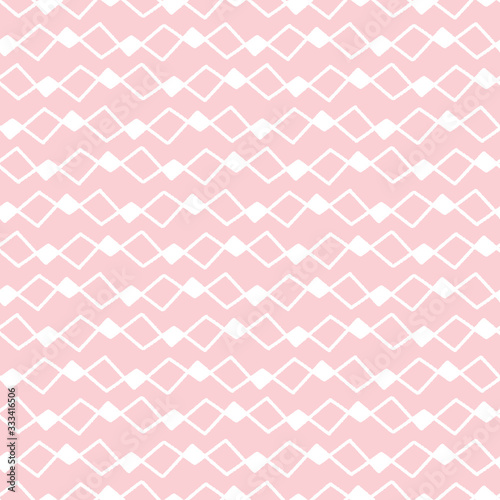 Diamond pattern. Cute abstract vector geometric seamless repeat stripe background design in pink.