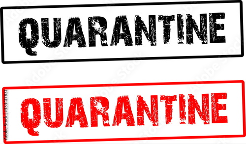 Coronavirus quarantine red icon stamp inscription