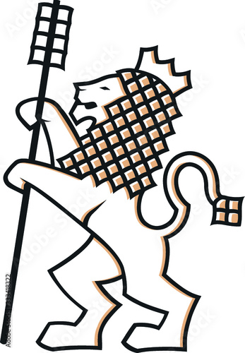 Heraldic Lion Holding Mash Rake