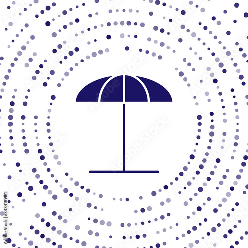 Blue Sun protective umbrella for beach icon isolated on white background. Large parasol for outdoor space. Beach umbrella. Abstract circle random dots. Vector Illustration