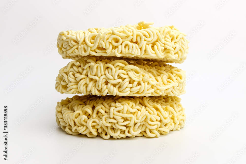 Fried noodles on a white background Fried noodles on a white background