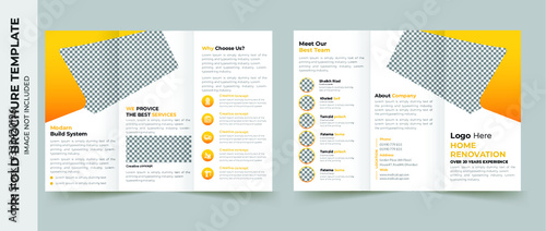 Tri fold brochure design. Corporate business template for try fold brochure or flyer. Layout with modern elements and abstract background. Creative concept folded flyer or brochure.