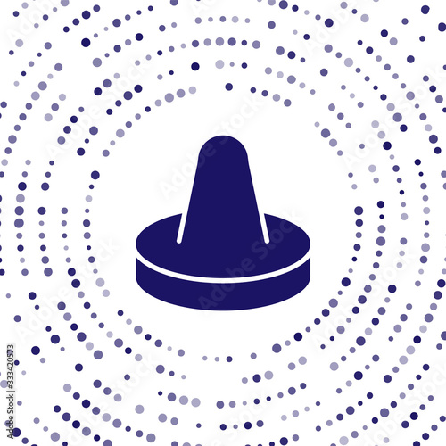Blue Mallet and puck for playing air hockey game icon isolated on white background. Abstract circle random dots. Vector Illustration