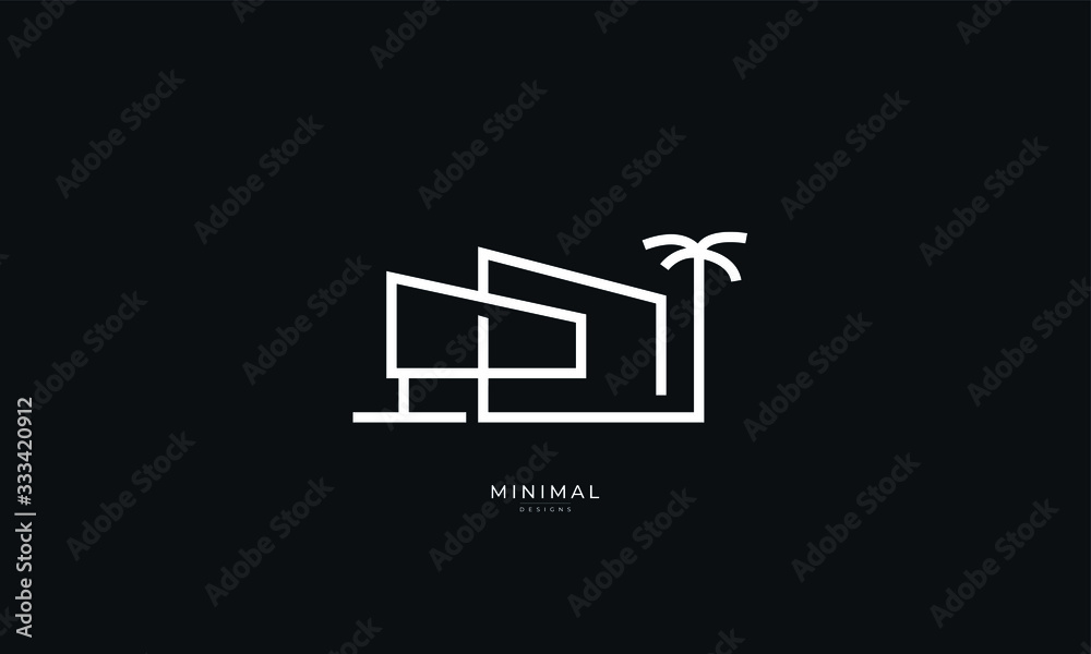 A line art icon logo of a modern house , luxury house , holiday house ...