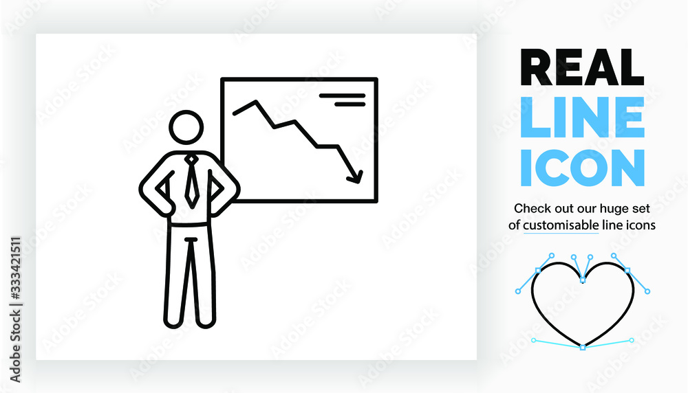 Editable real line icon of infographic stick figure person in a corporate design style wearing a suit with tie in full body length view in modern black lines on a clean white background in eps vector Editable real line icon of infographic stick figure person in a corporate design style wearing a suit with tie in full body length view in modern black lines on a clean white background in eps vector