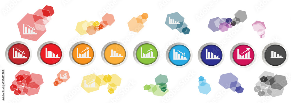 Moderne Business Börse Aktien Investment Button Icon Symbole Zeichen Regenbogen