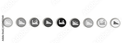 Reihe Business Button Icon Reihe Grau Schwarz Modern Diagramm Diagramme