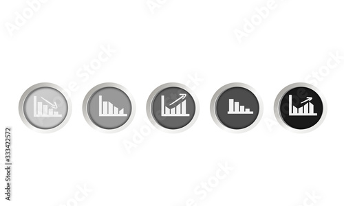 Moderne Business Button Icon Zeichen Diagramme Pfeil Pfeile Diagramm Grau