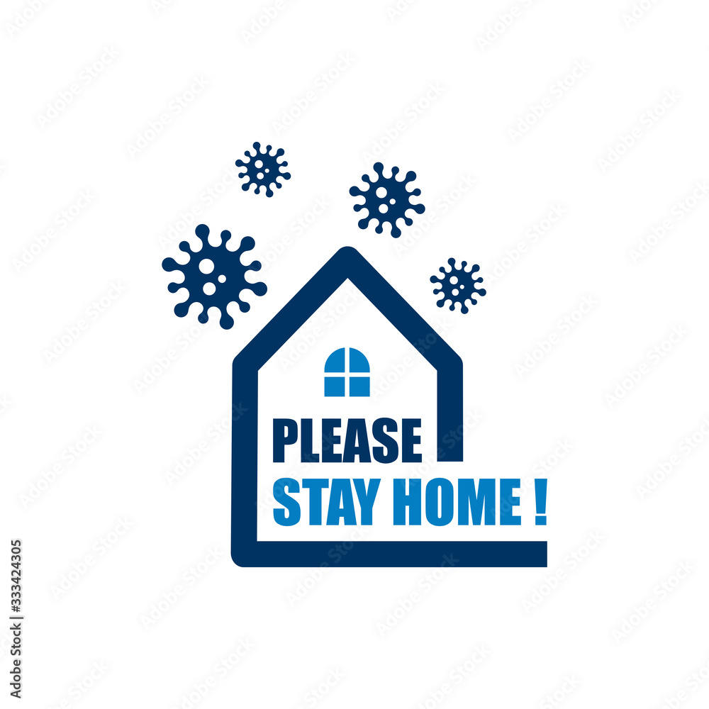Stay at home icon design. Coronavirus outbreak Stop virus. Isolated vector icon of virus on white background for poster, banner, flyer. Stay at home icon design. Coronavirus outbreak Stop virus. Isolated vector icon of virus on white background for poster, banner, flyer.
