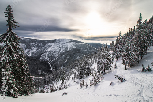 Beautiful winter landscape in Giant Mountains, Czech Republic