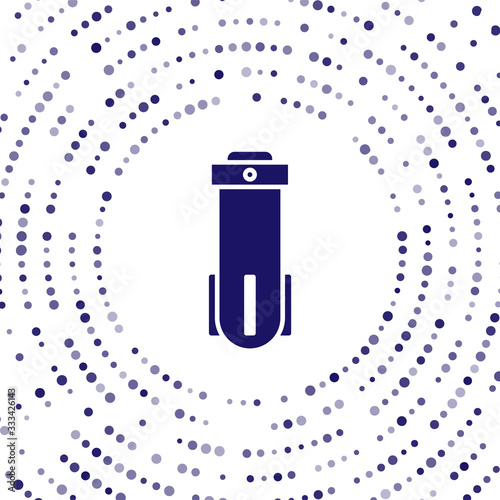 Blue Water filter icon isolated on white background. System for filtration of water. Reverse osmosis system. Abstract circle random dots. Vector Illustration