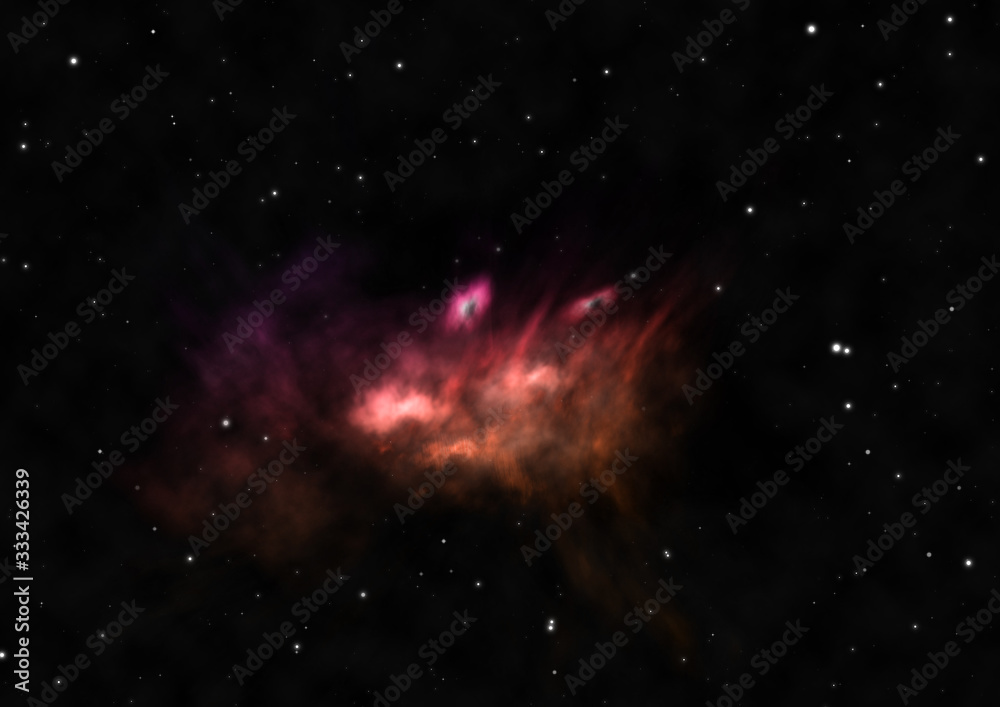 Star field in space and a nebulae. 3D rendering Star field in space and a nebulae. 3D rendering