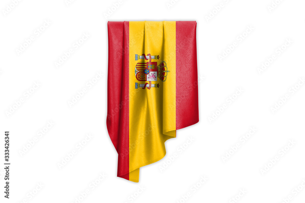 Spain Flag with a beautiful glossy silk texture with selection path - 3D Illustration