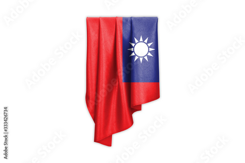 Taiwan Flag with a beautiful glossy silk texture with selection path - 3D Illustration