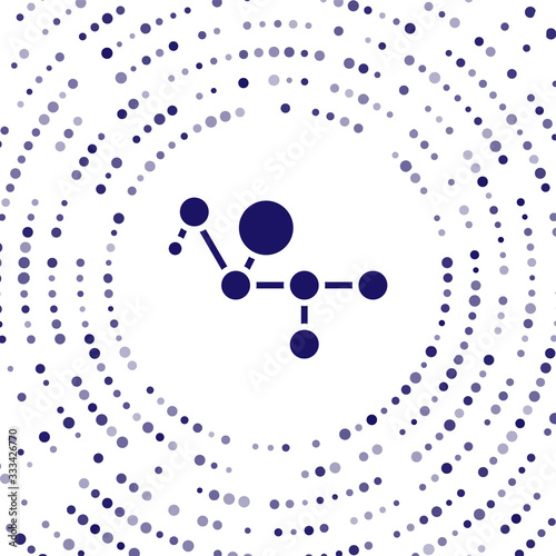 Blue Cannabis molecule icon isolated on white background. Cannabidiol molecular structures, THC and CBD formula. Marijuana or cannabis. Abstract circle random dots. Vector Illustration