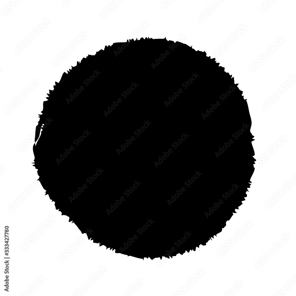 Black Ink Paint Brush Circle Isolated On White Background. Vector Black Ink Paint Brush Circle Isolated On White Background. Vector