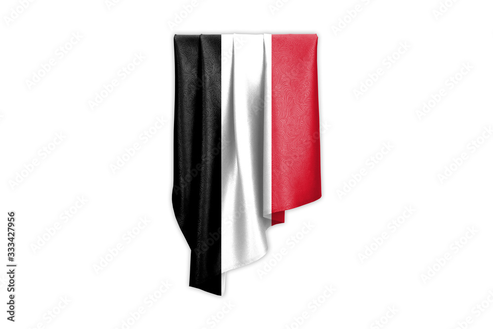Yemen Flag with a beautiful glossy silk texture with selection path - 3D Illustration
