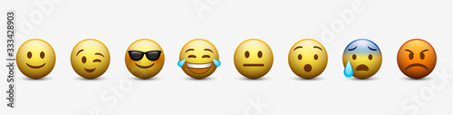 New modern emoticons set with different reactions for social network. 3D Vector illustration EPS10