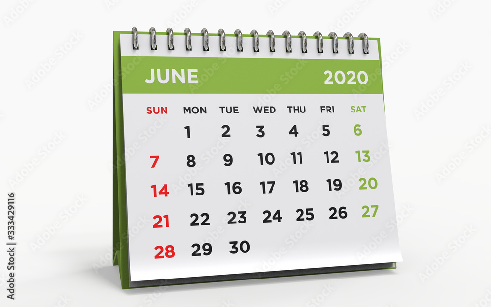 Desk calendar JUNE 2020 - obrazy, fototapety, plakaty 